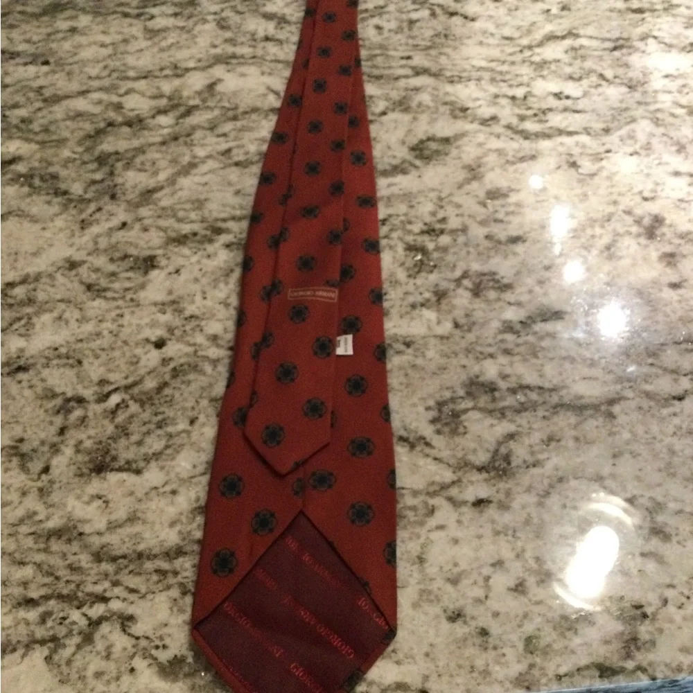 Giorgio Armani Burnt Orange Floral Medallion Silk Tie